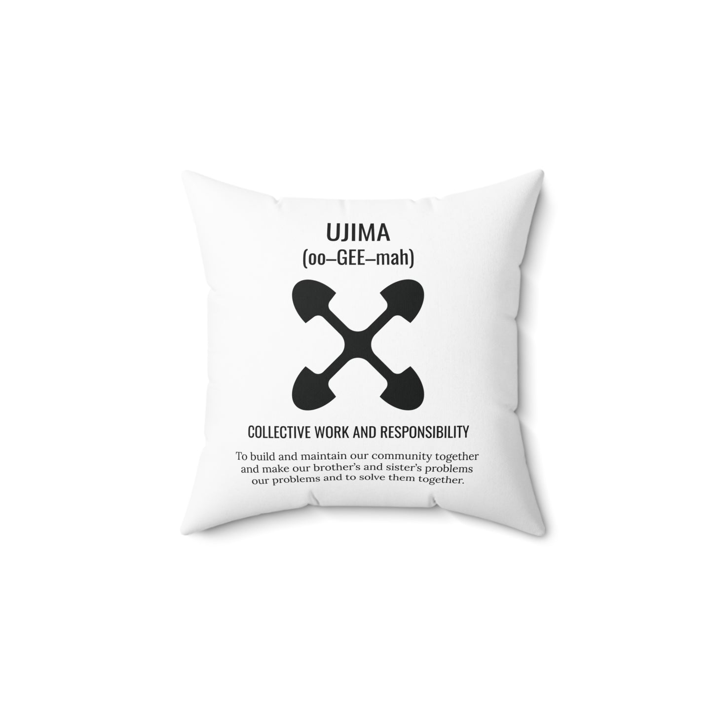 Ujima (Day 3) | Square Pillow |White|