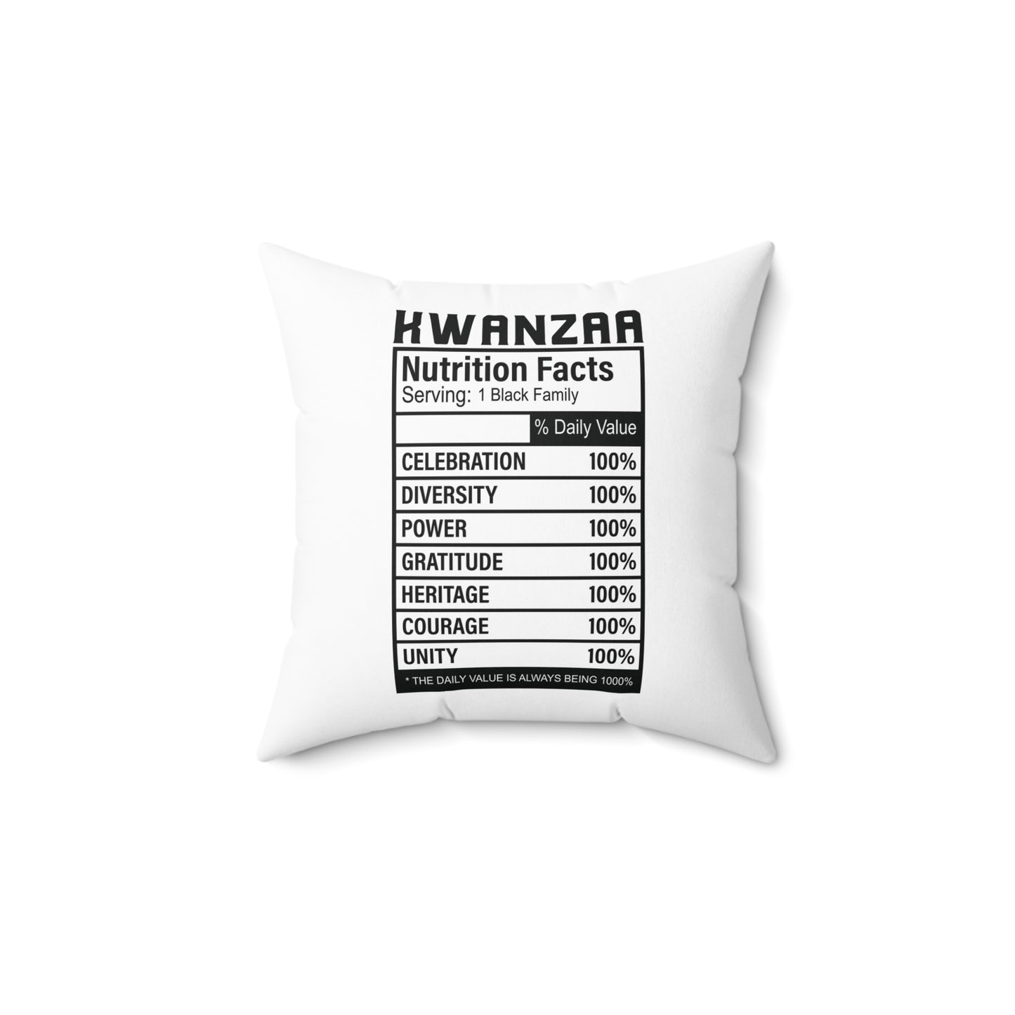 Kwanza Nutritional Facts | Square Pillow |White|