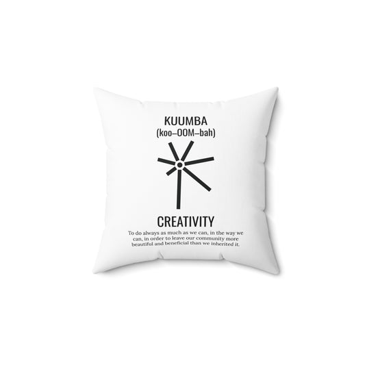 Kuumba (Day 6) | Creativity | Square Pillow |White|