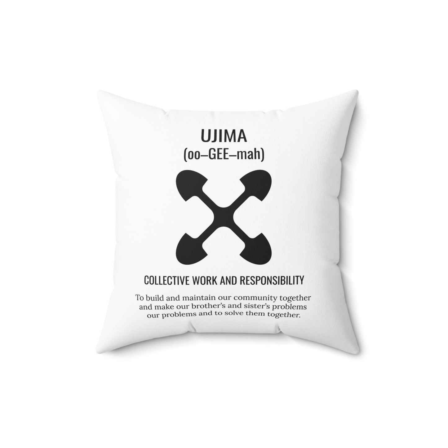 Ujima (Day 3) | Square Pillow |White|