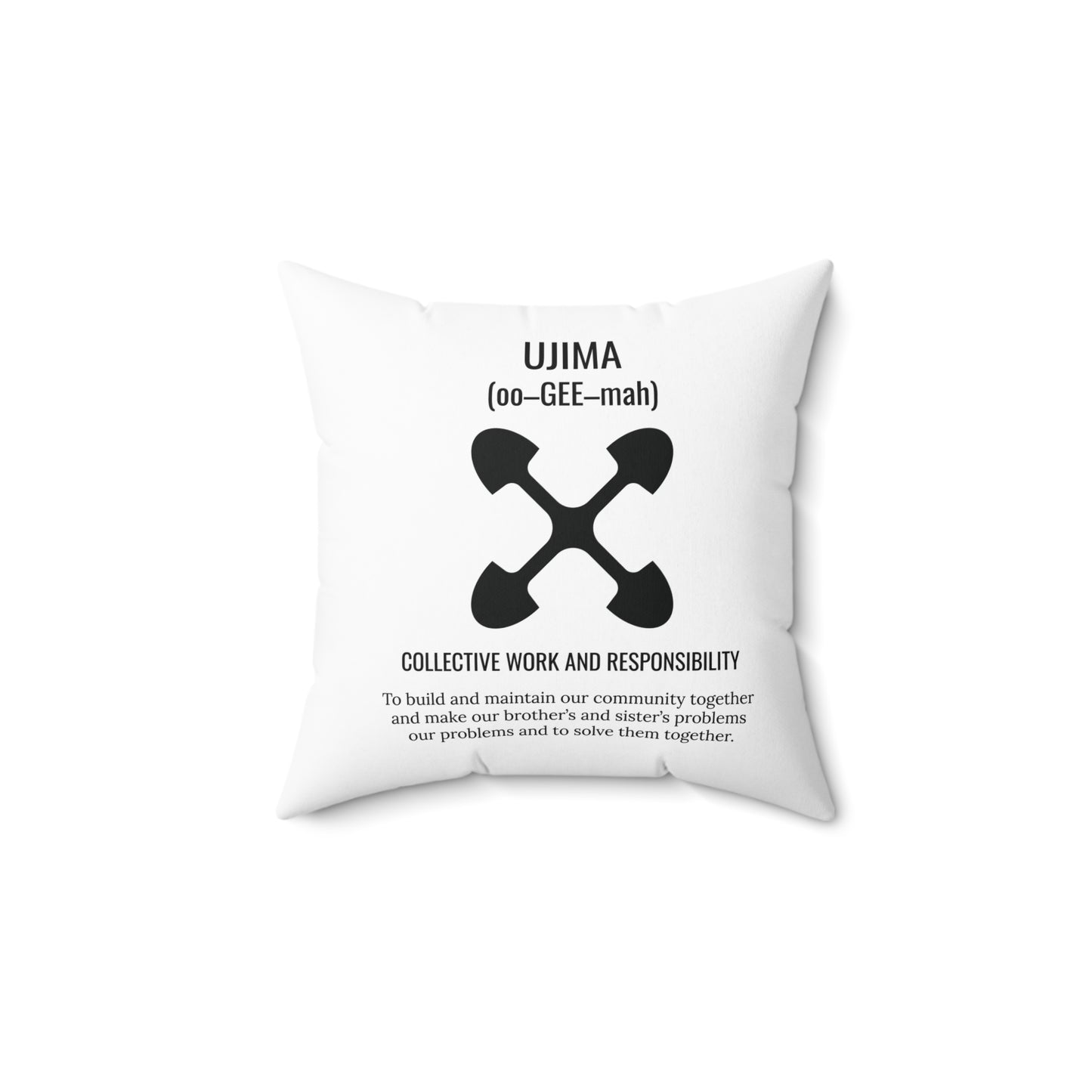 Ujima (Day 3) | Square Pillow |White|