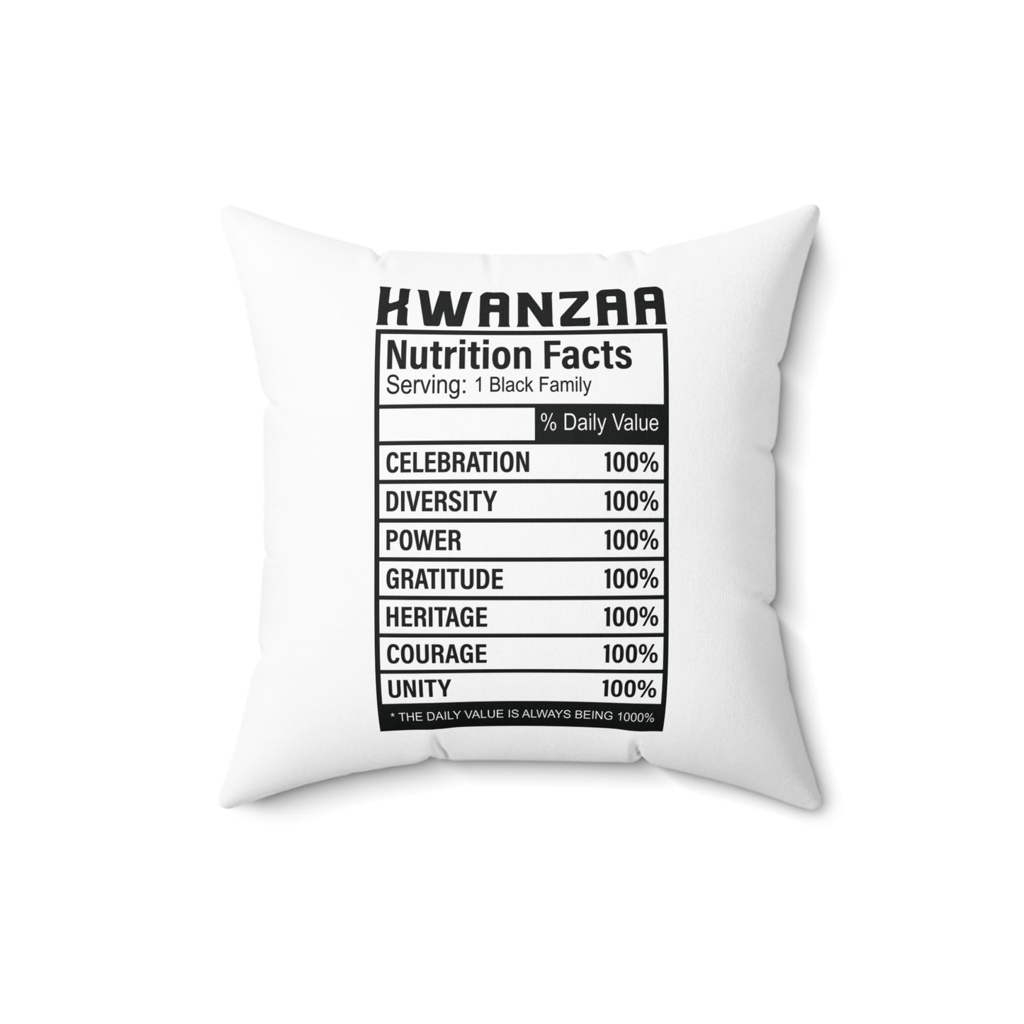 Kwanza Nutritional Facts | Square Pillow |White|