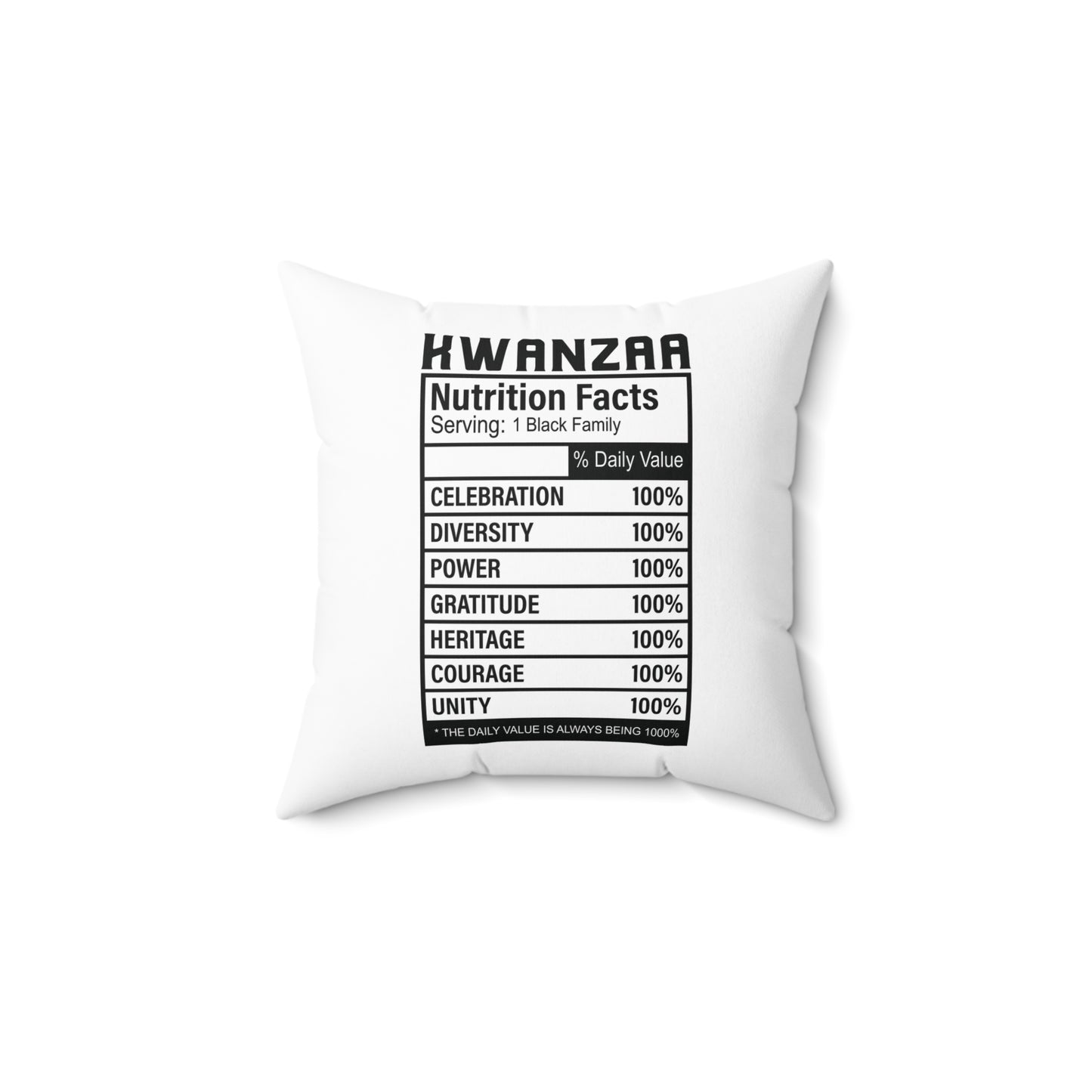 Kwanza Nutritional Facts | Square Pillow |White|