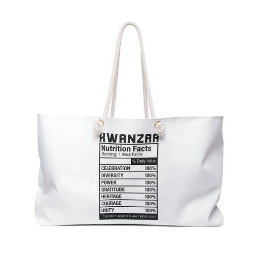 Kwanza Nutritional Facts | Weekender Bag |White